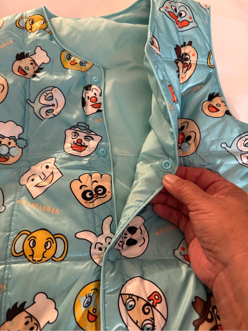 Vintage Kids' Light Blue unique anime ANPANMAN Character Puffer Vest unisex - Picture 2 of 8
